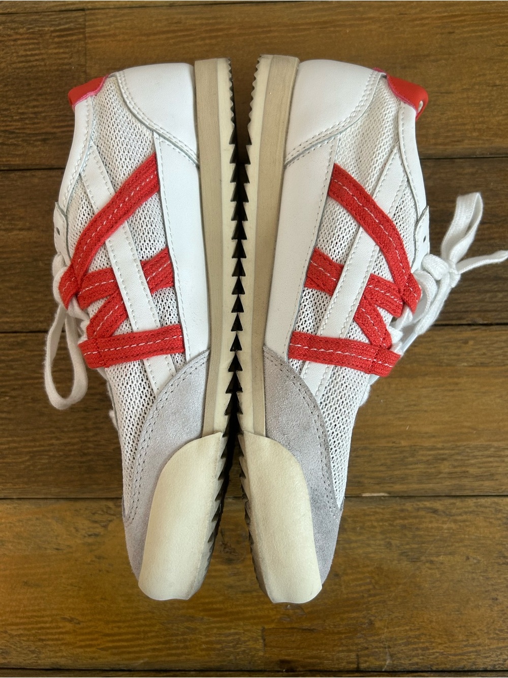 Sam Edelman Irma White & Red Sneakers with Suede Toe - Picture 12 of 15